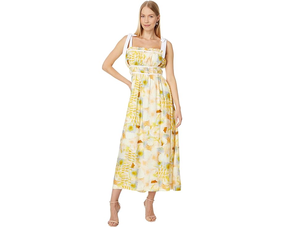 ドレス 黄色 イエロー ミディドレス レディース 【 EN SAISON TORREY MIDI DRESS / YELLOW COMBO 】 レディースファッション
