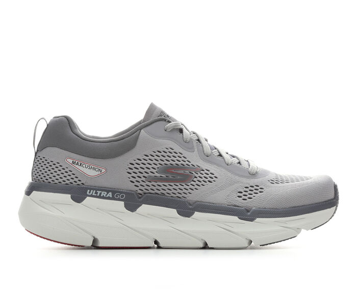 スケッチャーズ メンズ マックス プレミアム スニーカー 運動靴 灰色 グレー 赤 レッド MEN'S スニーカー 【 RED SKECHERS 220068 MAX CUSHIONING PREMIER RUNNING SHOES GREY 】