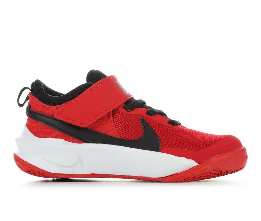 ナイキ チーム バスケットボール スニーカー 運動靴 BOYS' ジュニア キッズ 【 TEAM NIKE LITTLE KID HUSTLE D10 BASKETBALL SHOES UNIVRED BLK WHT 】