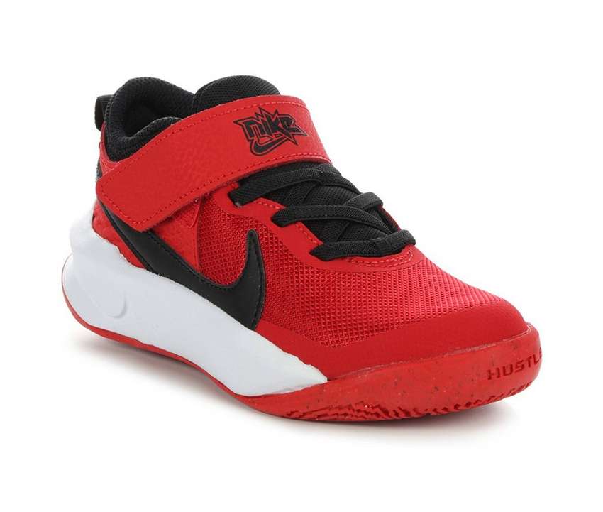 ナイキ チーム バスケットボール スニーカー 運動靴 BOYS' ジュニア キッズ 【 TEAM NIKE LITTLE KID HUSTLE D10 BASKETBALL SHOES UNIVRED BLK WHT 】