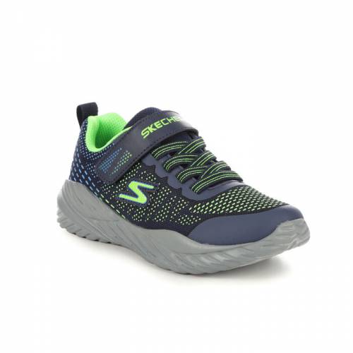 スケッチャーズ スニーカー 運動靴 紺色 ネイビー ライム BOYS' & ジュニア キッズ 【 SKECHERS LITTLE KID BIG NITRO SPRINT RUNNING SHOES NAVY LIME 】