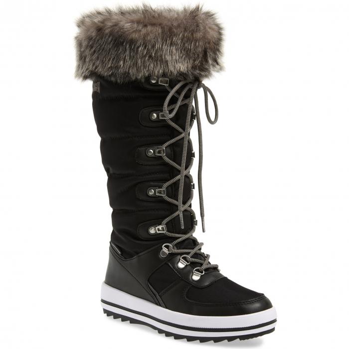 COUGAR ハイ ブーツ レディース 【 Vesta Faux Fur Collar Knee High Snow Boot 】 Black Fabric