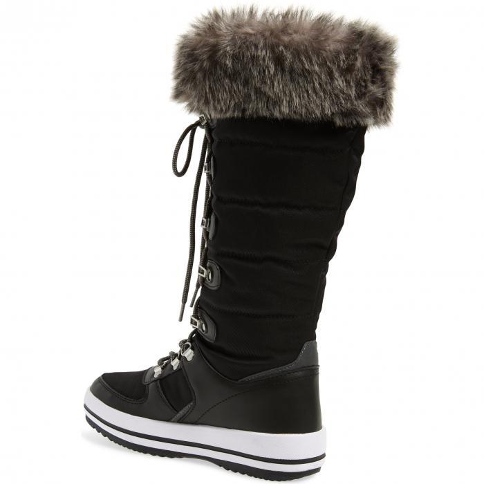 COUGAR ハイ ブーツ レディース 【 Vesta Faux Fur Collar Knee High Snow Boot 】 Black Fabric