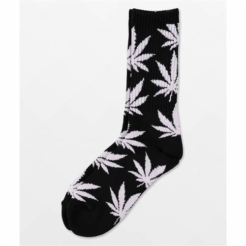 ハフ HUF ハフ プラントライフ 黒色 ブラック 白色 ホワイト クルー 靴下 & メンズ 【 HUF PLANTLIFE BLACK WHITE CREW SOCKS 】