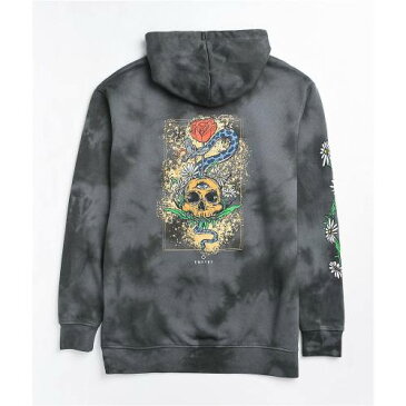 ローズ 黒色 ブラック ネクタイ フーディー パーカー レディース 【 ROSE EMPYRE JASMINE SKULL BLACK TIE DYE HOODIE ASSORTED 】