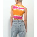 ハニー ピンク 橙 オレンジ ネクタイ クロップ タンクトップ & レディース 【 A-LAB HONEY WORLD PINK ORANGE TIE DYE CROP TANK TOP / 】 レディースファッション トップス