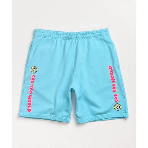 青色 ブルー スウェット ショーツ ハーフパンツ メンズ 【 A-LAB SAD WORLD LIGHT BLUE SWEAT SHORTS / LIGHT PASTEL BLUE 】 メンズファッション ズボン