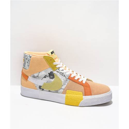 ナイキエスビー エスビー ブレイザー ミッド スケート スニーカー 運動靴 橙 オレンジ & メンズ 【 SKATE ORANGE NIKE SB BLAZER MID PRM MELON CITRON SHOES LIGHT PASTEL 】