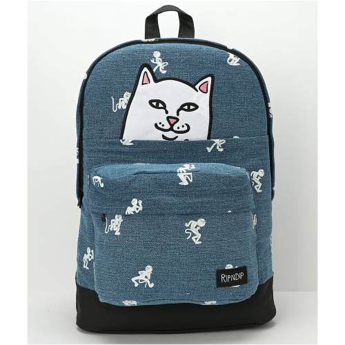 リップンディップ ダンス デニム バックパック バッグ リュックサック 青色 ブルー メンズ 【 RIPNDIP DANCE PARTY DENIM BACKPACK BLUE 】