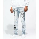 スキニー ジーンズ 青色 ブルー スキニージーンズ メンズ 【 NINTH HALL ROGUE PRINTED LIGHT AGED SKINNY JEANS / LIGHT PASTEL BLUE 】 メンズファッション ズボン パンツ