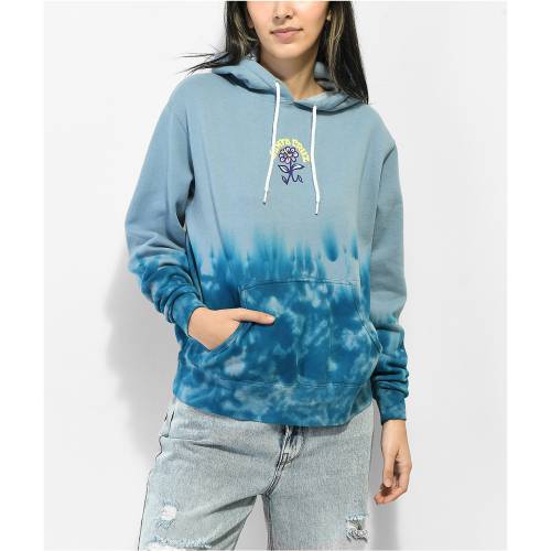 サンタクルーズ スケート スケート 青色 ブルー ネクタイ フーディー パーカー レディース 【 SANTA CRUZ SKATE SANTA CRUZ DELFINO EGO FLOWER BLUE TIE DYE HOODIE / 】 レディースファッション トップスのサムネイル