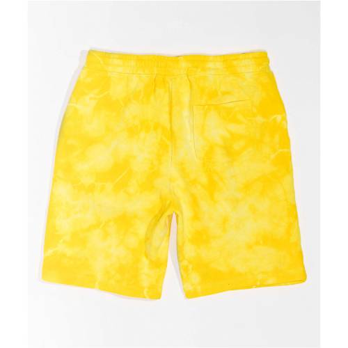 クラブ 黄色 イエロー ネクタイ スウェット ショーツ ハーフパンツ メンズ 【 YELLOW SWEAT 999 CLUB BY JUICE WRLD BARBED DAISY TIE DYE SHORTS 】