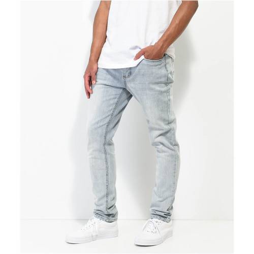 エンパイア スキニー ジーンズ 青色 ブルー スキニージーンズ メンズ 【 EMPYRE VERGE TAPERED AGED LIGHT WASH SKINNY JEANS / LIGHT PASTEL BLUE 】 メンズファッション ズボン パンツ