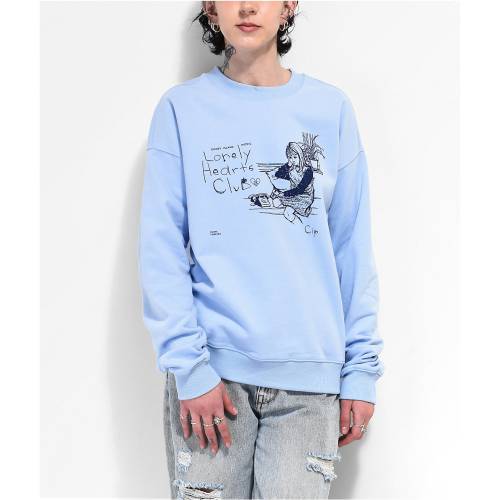 クラブ 青色 ブルー スウェットシャツ トレーナー レディース 【 ICU PRODUCTION CONEY ISLAND PICNIC LONELY HEARTS CLUB BLUE CREWNECK SWEATSHIRT / LIGHT PASTEL BLUE 】 レディースファッション トップス