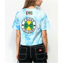 CROSS COLOURS ロゴ 青色 ブルー ネクタイ クロップ Tシャツ 【 CROP CROSS COLOURS CIRCLE LOGO BLUE TIE DYE TSHIRT 】 レディースファッション トップス Tシャツ カットソー