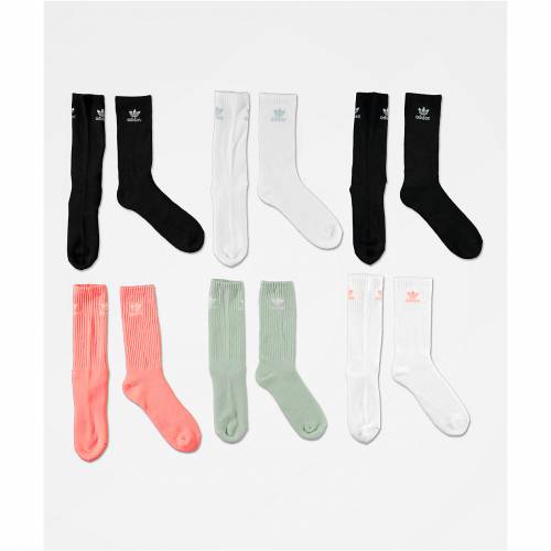 アディダス トレフォイル クルー 靴下 メンズ 【 ADIDAS TREFOIL GLORY 6 PACK CREW SOCKS ASSORTED 】