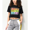 CROSS COLOURS 黒色 ブラック Tシャツ 【 CROSS COLOURS LOVE SEES NO COLOUR BLACK TSHIRT 】 レディースファッション トップス Tシャツ カットソー