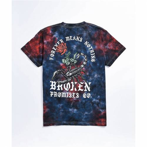 赤 レッド 青色 ブルー ネクタイ Tシャツ & レディース 【 RED BROKEN PROMISES ANTIDOTE BLUE TIE DYE TSHIRT 】