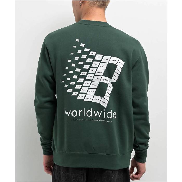 ハフ Huf 【 X Bronze 56K Worldwide Green Crewneck Sweatshirt Men's Green 】 銅・ブロンズ green ..