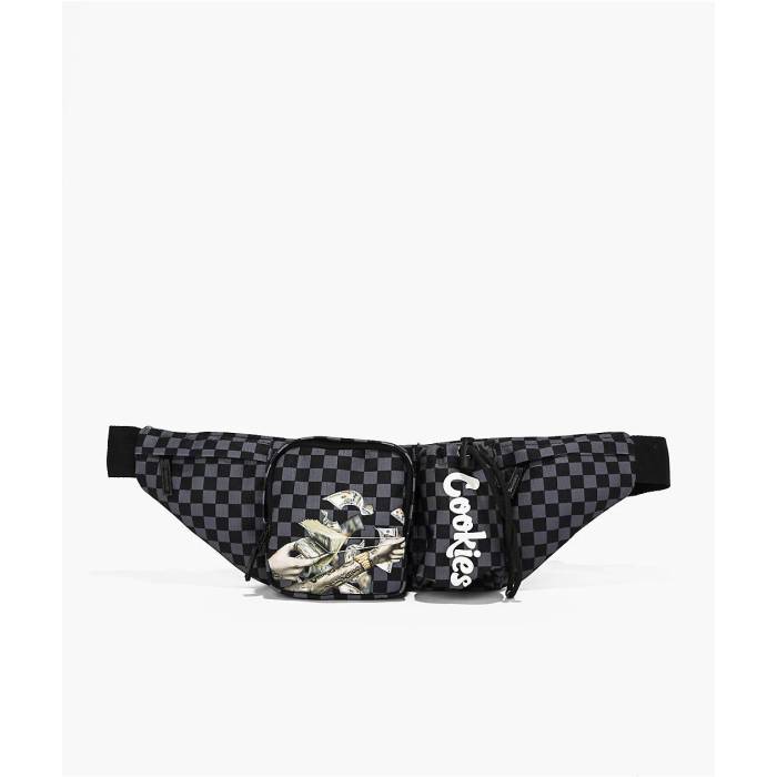 Cookies Clothing 【 Cookies Throwin Bands Parker Black & Grey Checkerboard Fanny Pack Men's Mult..