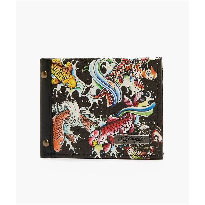 エドハーディー Ed Hardy 【 Koi Studded Wallet Men's - 】 Wallet ウォレット・財布 バッグ 小物 ブ..