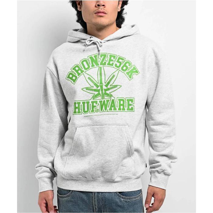 ハフ Huf 【 X Bronze 56K Plantware Heather Grey Hoodie Men's Grey 】 銅・ブロンズ heather ヘザー..