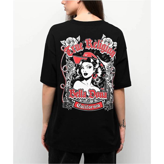 トゥルーレリジョン True Religion 【 Women's Black 】 X Bella Do・ス・スA Oversized Black T-Shirt レディースファッション トップス Tシャツ カットソー レディース 黒色 ブラック(4)