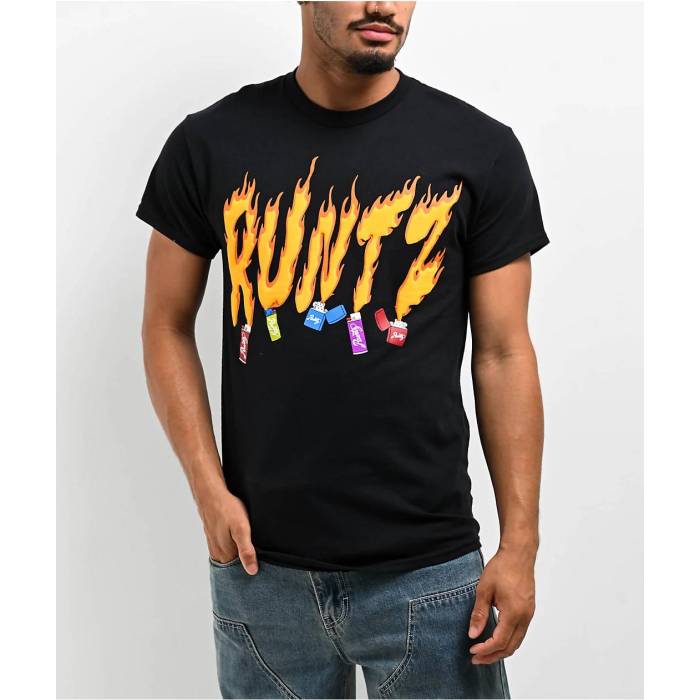 Runtz 【 Lighter Black T-Shirt Men's Black 】 黒色 ブラック Tシャツ メンズファッション トップス ..