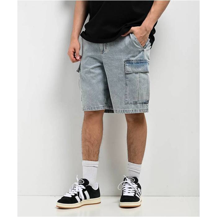 エンパイア Empyre 【 Cargo Loose Fit Light Blue Denim Skate Shorts Men's Light Pastel Blue 】 カーゴ 青色 ブルー デニム Skate スケート ショーツ メンズファッション ズボン パンツ メンズ 青色 ブルー