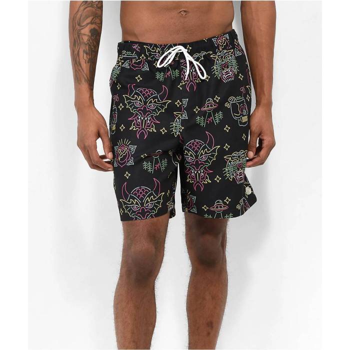 エンパイア Empyre 【 Grom Neon Lights & Black Board Shorts Men's Black 】 黒色 ブラック ショーツ メンズファッション 水着 メンズ 黒色 ブラック