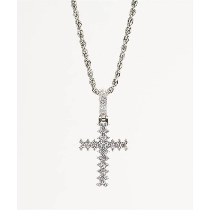 The Gold Gods 【 White Gold Flooded Cross Rope 20" Chain Necklace Men's Grey 】 白色 ホワイト ゴ..