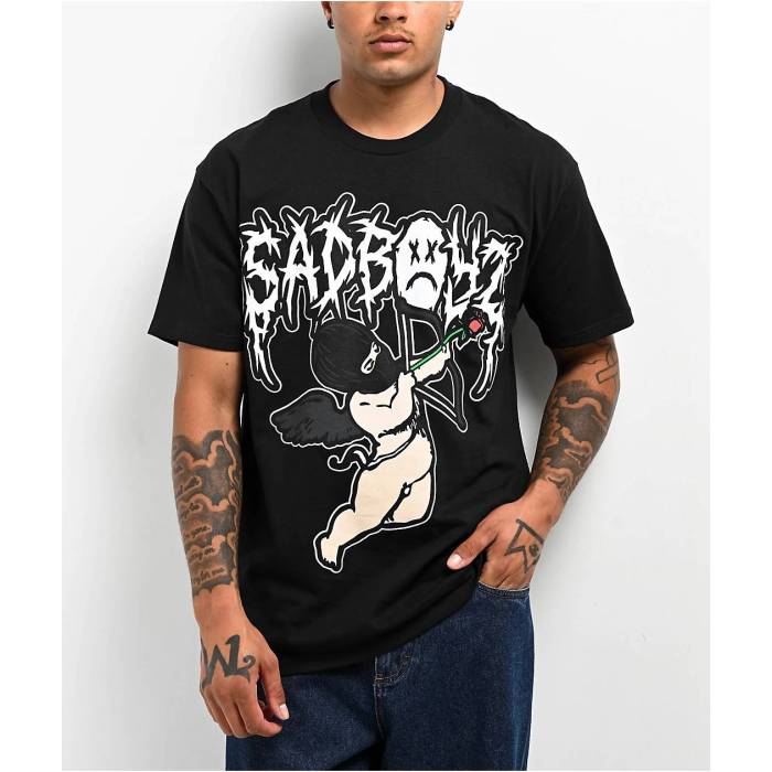 Sad Boyz 【 $Ad Boyz By Junior H Arrow Black T-Shirt Men's Black 】 アロー 黒色 ブラック Tシャツ メンズファッション トップス Tシャツ カットソー メンズ 黒色 ブラック