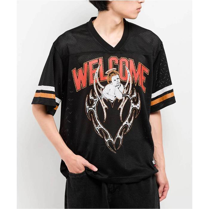 Welcome Skateboards 【 Welcome Cupid Black Football Jersey Men's Black 】 黒色 ブラック フットボ..