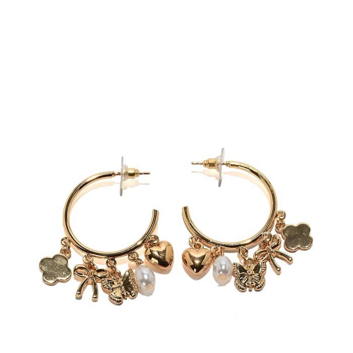Fantas Eyes Inc 【 Fantas Eyes Charm Gold Hoop Earrings Women's - 】 ゴールド フープ イヤリング ジュエリー アクセサリー レディースジュエリー アクセサリー イヤリング レディース NULL