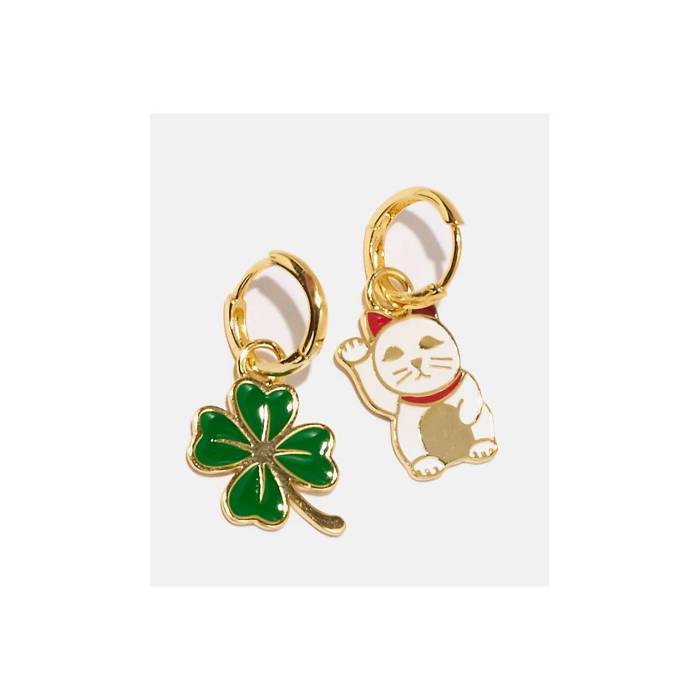 イエローオウルワークショップ Yellow Owl Workshop 【 Lucky Cat & Clover Earrings Women's Gold 】 ..