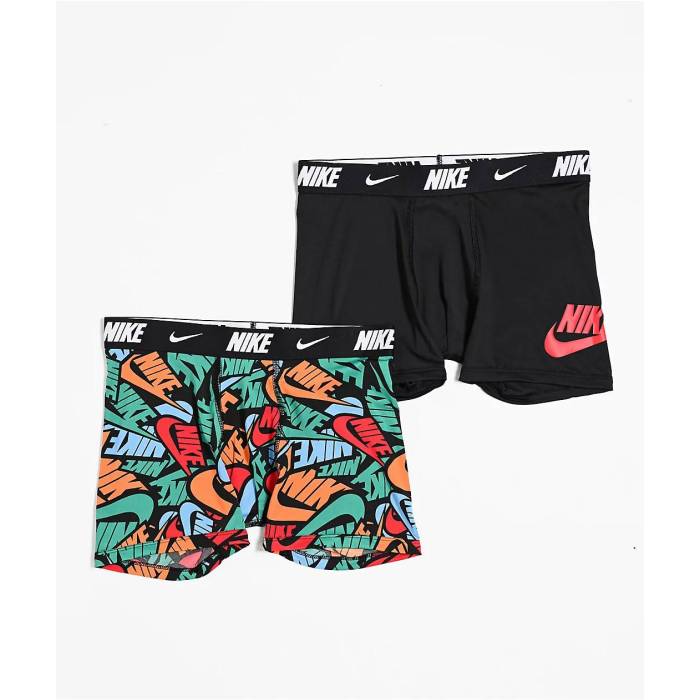 ナイキ Nike 【 Kids Dri-Fit Essential Micro Black Logo 2-Pack Boxer Briefs Kids' Black 】 ドライ..
