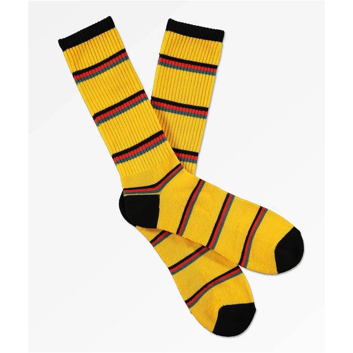 Zine 【 Tried Fushion Black & Tomato Crew Socks Men's Yellow 】 黒色 ブラック クルー ソックス・..