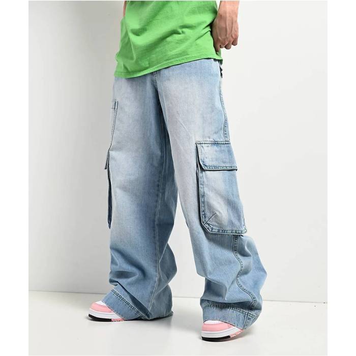 A.lab 【 Rave Light Blue Cargo Jeans Men's Light Pastel Blue 】 青色 ブルー カーゴ ジーンズ メンズファッション ズボン パンツ メンズ 青色 ブルー