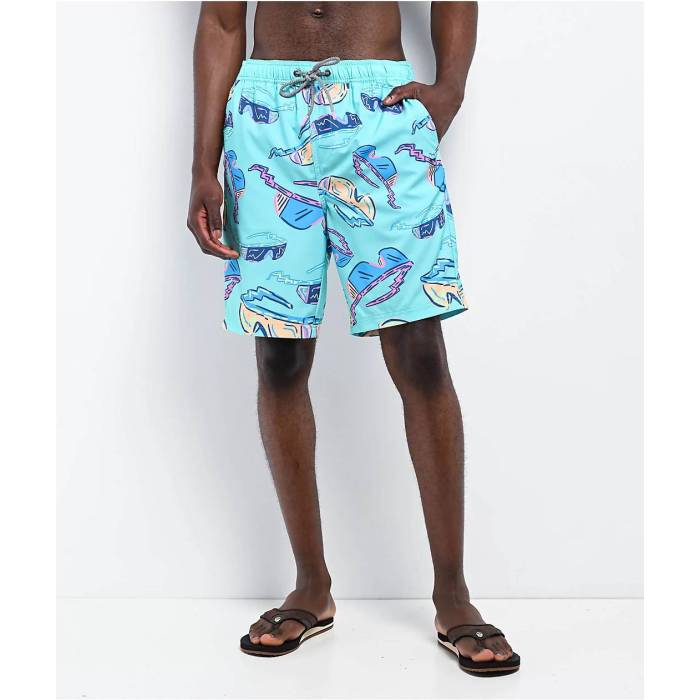 Party Pants 【 Blockers Mint Board Shorts Men's Light Pastel Blue 】 ショーツ メンズファッション 水着 メンズ 青色 ブルー
