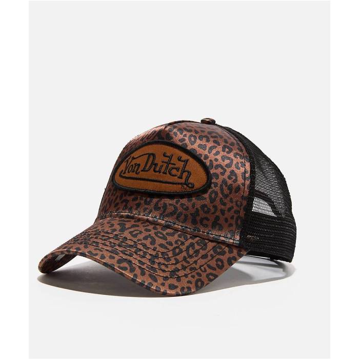フォンダッチ Von Dutch 【 Cheetah Satin Trucker Hat Men's Natural 】 サテン トラッカー バッグ 小..