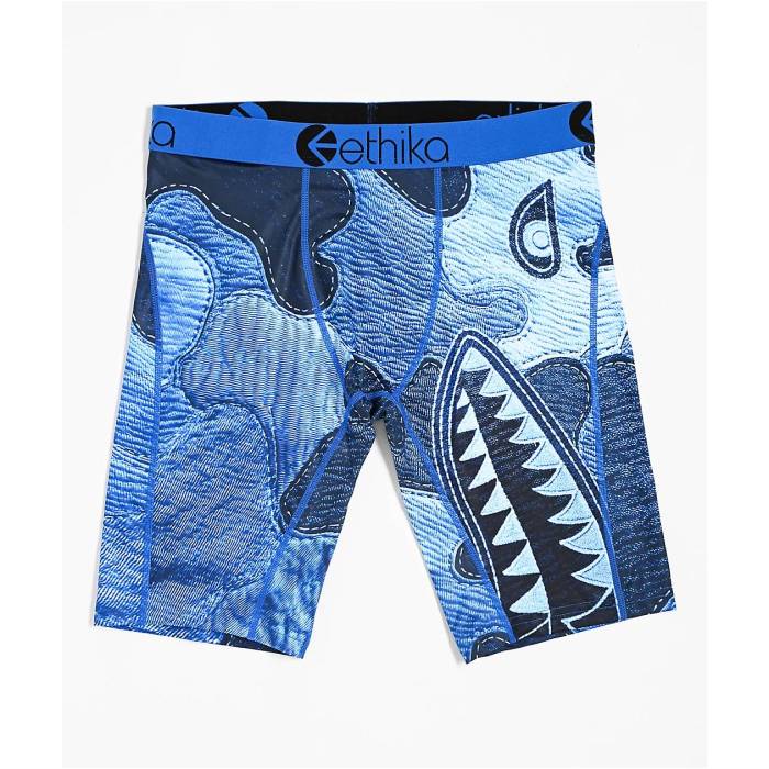 エシカ Ethika 【 Bomber Denim Blues Boxer Briefs Men's Blue 】 デニム ブルース インナー 下着 ナイトウェア メンズ インナー 下着 ボクサーパンツ メンズ 青色 ブルー