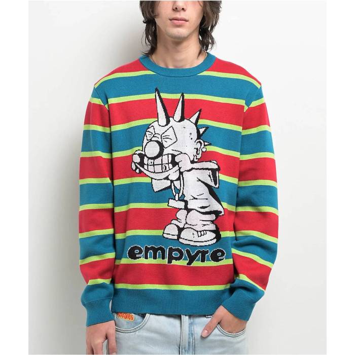 エンパイア Empyre 【 Grip Grem Red Blue & Green Stripe Sweater Men's Multicolor 】 Red 赤・レッ..