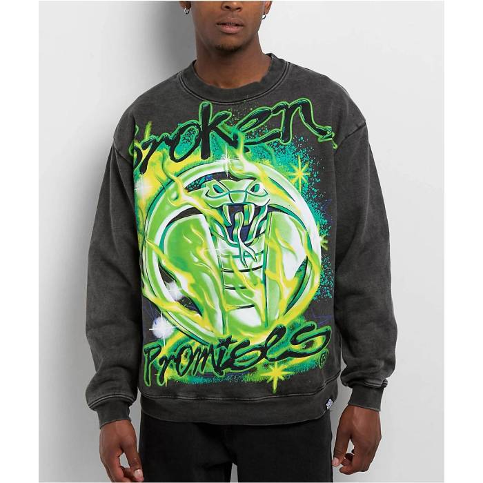 Broken Promises 【 Cross Your Mind Vintage Black Crew Neck Sweatshirt Men's Black 】 vintage ビンテージ・ヴィンテージ 黒色 ブラック クルー スウェット トレーナー メンズファッション トップス スウェット ト