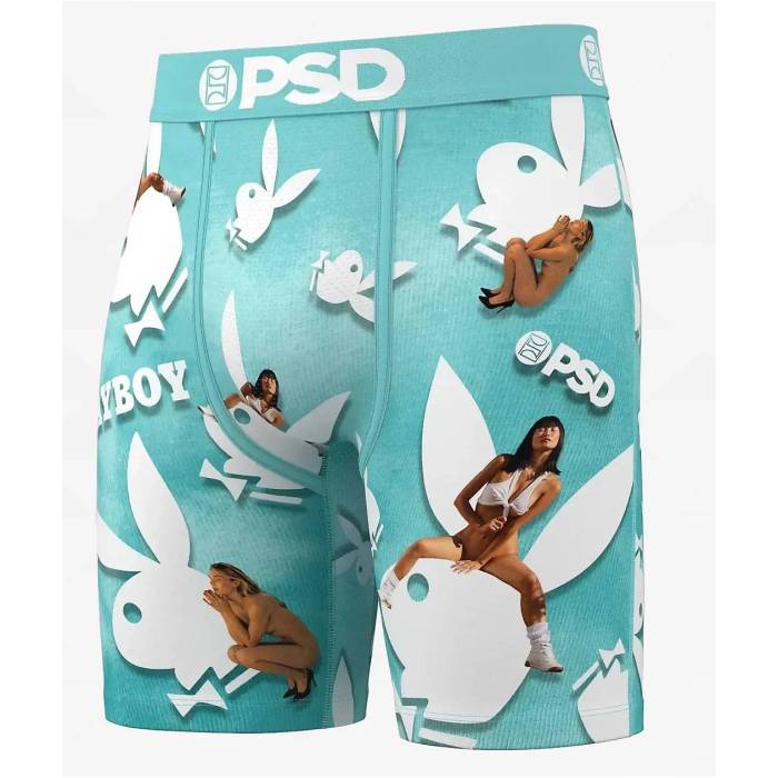 ピーエスディーアンダーウェア Psd Underwear 【 Psd X Playboy Girls Boxer Briefs Men's Blue 】 インナー 下着 ナイトウェア メンズ インナー 下着 ボクサーパンツ メンズ 青色 ブルー