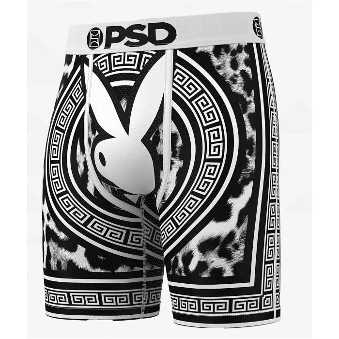 ピーエスディーアンダーウェア Psd Underwear 【 Psd X Playboy Cheetah Boxer Briefs Men's Black 】 インナー 下着 ナイトウェア メンズ インナー 下着 ボクサーパンツ メンズ 黒色 ブラック