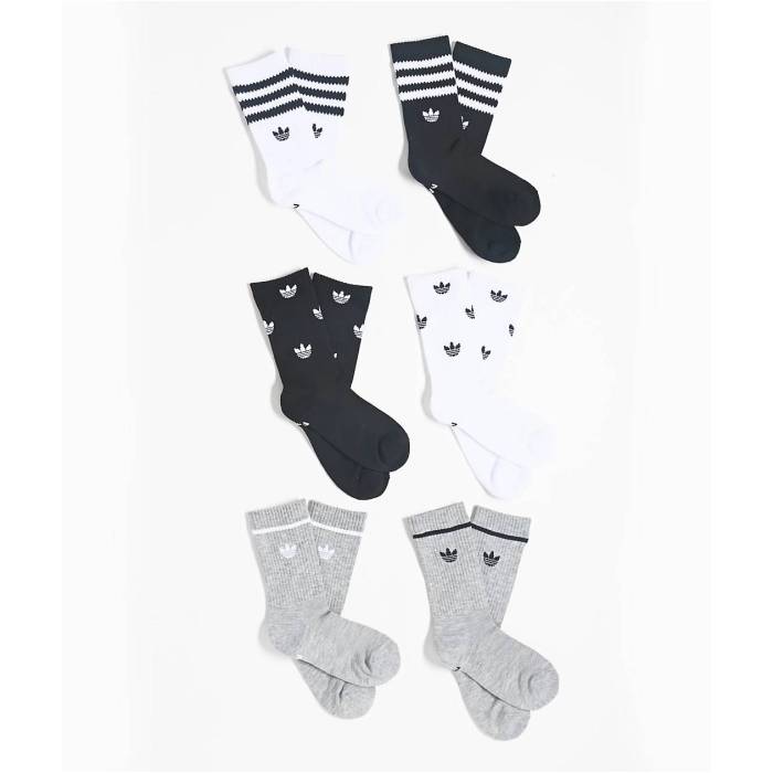 アディダス Adidas 【 Originals Kids Remix White Black & Grey 6 Pack Crew Socks Kids' Multicolor 】 オリジナルス 白色 ホワイト 黒色 ブラック 灰色 グレー クルー ソックス・靴下 キッズ ベビー マタニティ キ