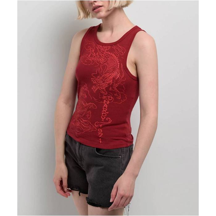 エドハーディー Ed Hardy 【 Dragons Wine Tank Top Women's Dark Red 】 タンクトップ レディースファ..