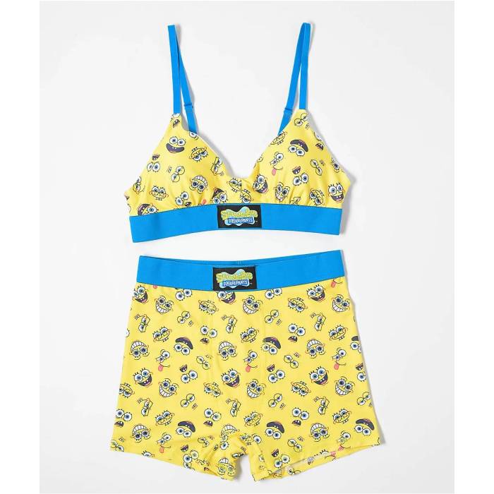 Coco Brands 【 Spongebob Squarepants Silly Face Yellow & Blue Underwear Set Women's Yellow 】 スポンジボブ yellow 黄色・イエロー 青色 ブルー アンダーウェア 下着 インナー 下着 ナイトウェア レディース インナ