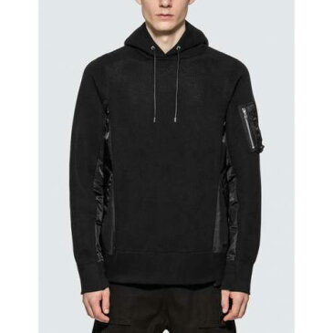 SACAI スウェット 黒 ブラック 【 SWEAT BLACK SACAI SPONGE X MA1 HOODIE 】 メンズファッション トップス パーカー