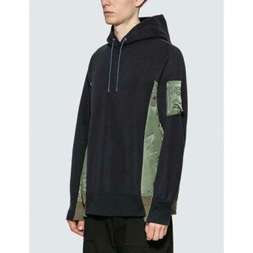 SACAI スウェット 紺 ネイビー 緑 グリーン 【 SWEAT NAVY GREEN SACAI SPONGE X MA1 HOODIE ARMY 】 メンズファッション トップス パーカー